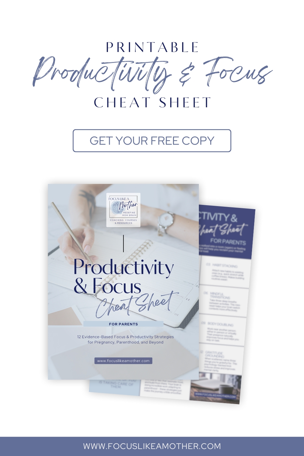 Parent Focus Resources: Productivity & Focus Cheat Sheet