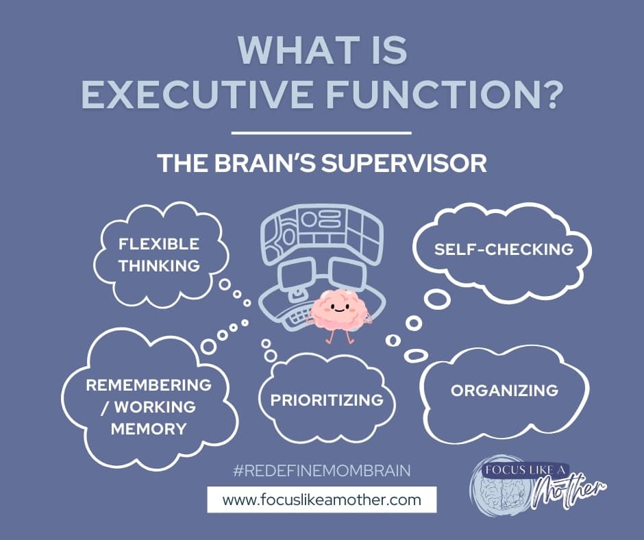 A graphic explains 'What is Executive Function' as part of parent focus coaching